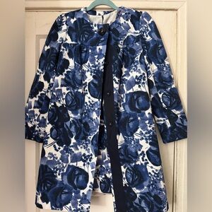 Milly of New York Blue and White Floral mini dress and coat. TWO PIECES .